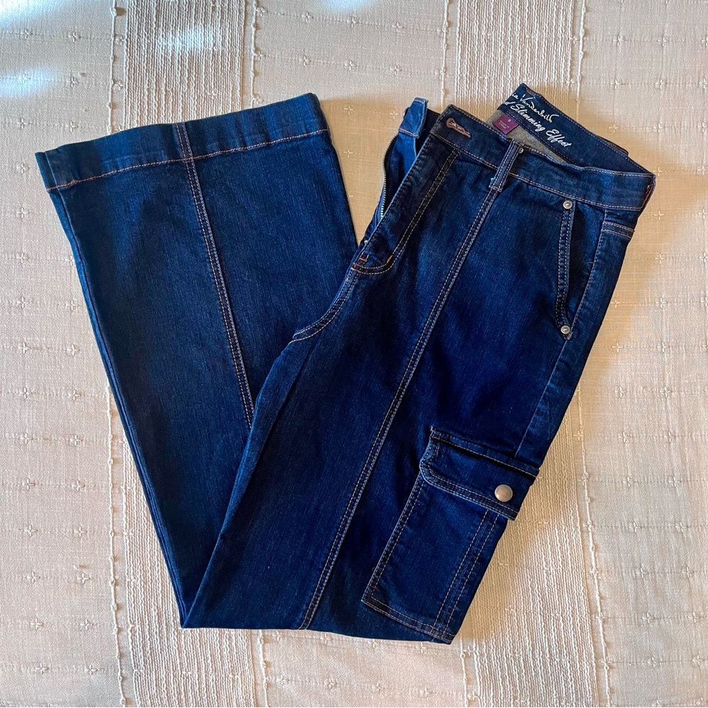 Gloria Vanderbilt Jeans Womens 8 Indigo wash, Wide Leg 6 pockets!